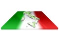 3D map of Italy on a 3d flag