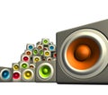 3d multiple color cubic sound system woofer Royalty Free Stock Photo