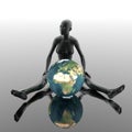 3D naked girl with earth Royalty Free Stock Photo