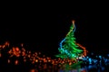3D Neon Light Christmas Tree! Isolated on black Royalty Free Stock Photo
