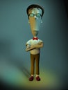 3D nerd cartoon character Royalty Free Stock Photo
