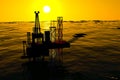 3d Oil Rig Silhouette, Ocean and Sunset Royalty Free Stock Photo