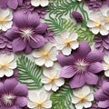 3d Paper Flowers And Leaves: White And Violet Art For Desktop Or Smartphone