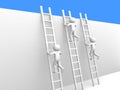 3d people climbing ladders.