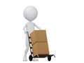 3d people icon with hand trucks and cargo boxes Royalty Free Stock Photo