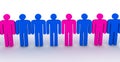 3d people in line - outsiders Royalty Free Stock Photo