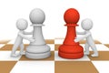 3d people pushing pawns