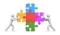 3d people with puzzles. Partnership Royalty Free Stock Photo