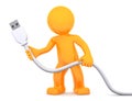 3d person holding USB cable Royalty Free Stock Photo
