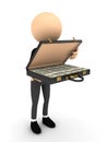 3d person open case with money Royalty Free Stock Photo