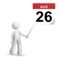 3d person pointing at a calendar with a stick