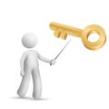 3d person pointing at a golden key