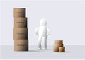 3D person with storage boxes