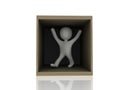 3d person in wooden box