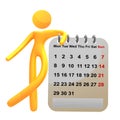 3d pictogram icon standing besides calendar Royalty Free Stock Photo