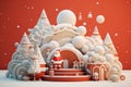 3D Podium Christmas Scene Background