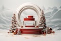 3D Podium Christmas Scene Background