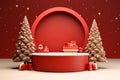 3D Podium Christmas Scene Background