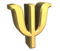 3D Psi symbol in gold Royalty Free Stock Photo