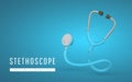 3d realistic medical stethoscope in cartoon style. Doctor equipment icon. Wellness and online healthcare concept. Vector