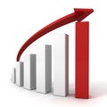 3d red arrow and success bar graph growing up Royalty Free Stock Photo