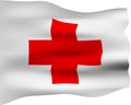 3D Red Cross Flag Royalty Free Stock Photo