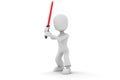 3d red man and a light saber Royalty Free Stock Photo