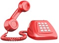 3D red old fashioned style telephone