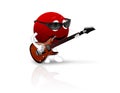 3D red smiley with guitar Royalty Free Stock Photo