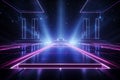 3d render abstract background empty stage with neon lights night club Royalty Free Stock Photo