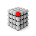3d render of cube with unique ball