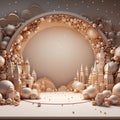 3d render of fairytale background with castle, palace, mosque and snowflakes AI Generative.