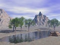3D Render Fantasy Desert Lake