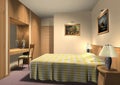 3D render of hotel room