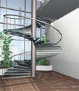 3D render of modern house building interior Royalty Free Stock Photo