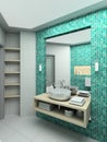 3D render modern interior of bathroom Royalty Free Stock Photo