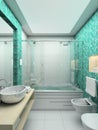 3D render modern interior of bathroom Royalty Free Stock Photo