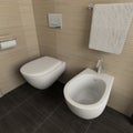 3D render modern interior of bathroom Royalty Free Stock Photo