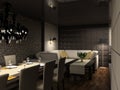 3D render modern interior of cafe;