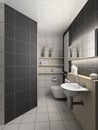 3D render modern interior of toilet Royalty Free Stock Photo