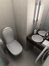 3D render modern interior of toilet Royalty Free Stock Photo