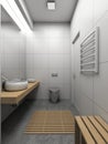 3D render modern interior of toilet Royalty Free Stock Photo