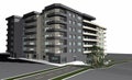 3D render of modern residential building