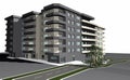 3D render of modern residential building