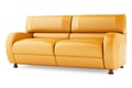 3D render orange sofa on a white background