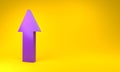 3d render purple arrow on yellow