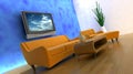 3d render of sofa and tv Royalty Free Stock Photo