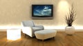 3d render of sofa and tv Royalty Free Stock Photo