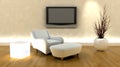 3d render of sofa and tv Royalty Free Stock Photo