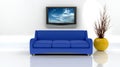 3d render of sofa and tv Royalty Free Stock Photo